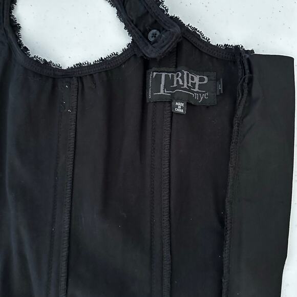 Tripp NYC corset black velvet Y2K goth zipper steampunk renaissance pirate L - Picture 8 of 9